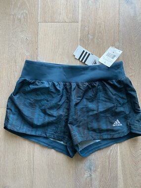 adidas Women's Dark Teal Striped Athletic Shorts